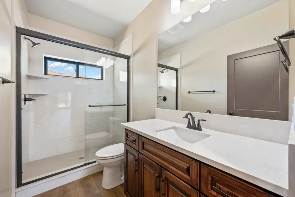 Interior of high-end accessory dwelling unit bathroom in the Sacramento area.